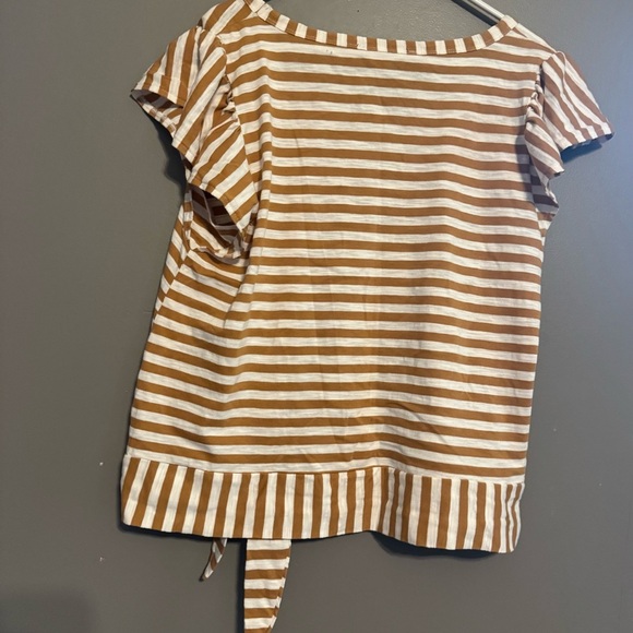 Jane and Delancey Brown and Tan Cap Sleeve Tie Front Blouse - Picture 2 of 4